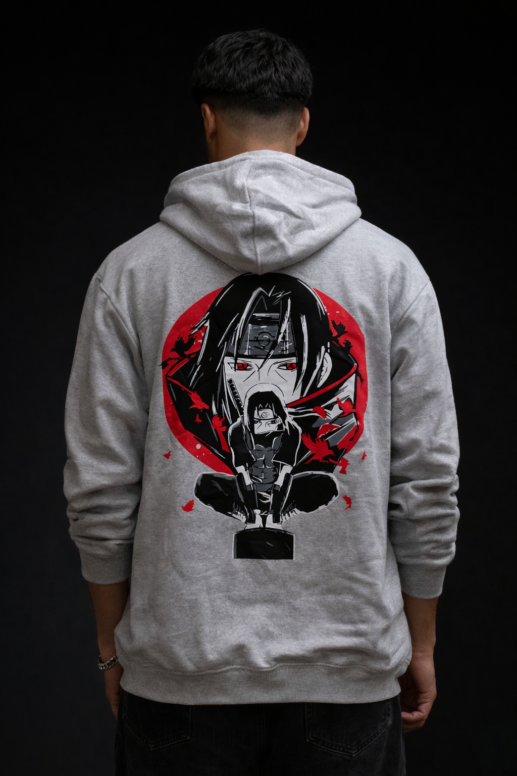 Grey Itachi Uchiha Anime Hoodie - Image 3