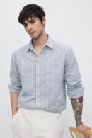 Old Money Blue Stripe Oxford Shirt for Men