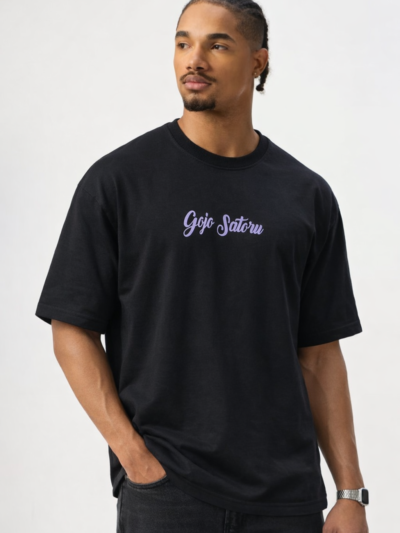 Black Anime Oversized Cotton T-Shirt