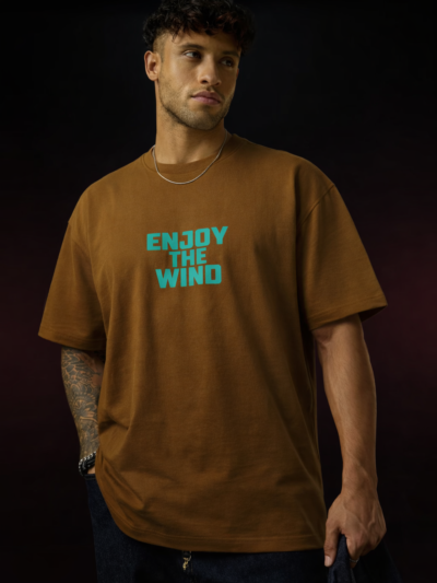 Oversized Brown Puff Print T-Shirt