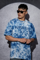 Blue Tie-Dye Oversized Graphic T-Shirt