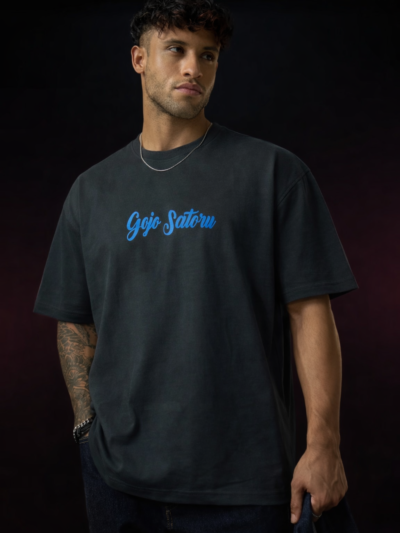 Charcoal Black Pure Cotton Anime T-Shirt