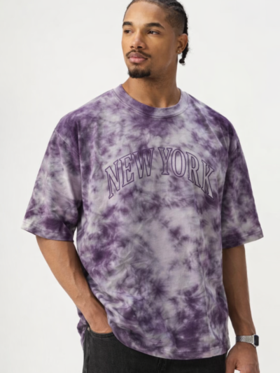 Purple Tie Dye Oversized T-Shirt – New York Print