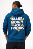 Teal Blue Printed Hoodie