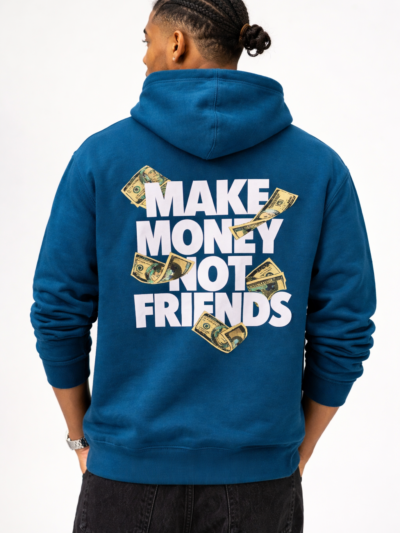 Teal Blue Printed Hoodie