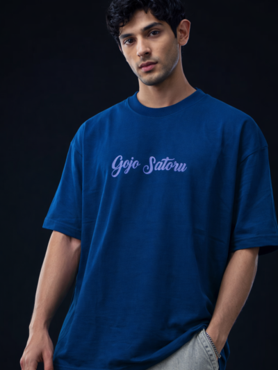 Royal Blue Cotton Anime Oversized T-Shirt