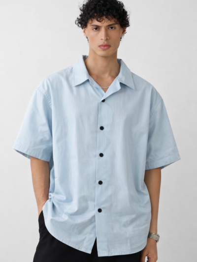 Powder Blue Summer Oversized Half Sleeve Shirt