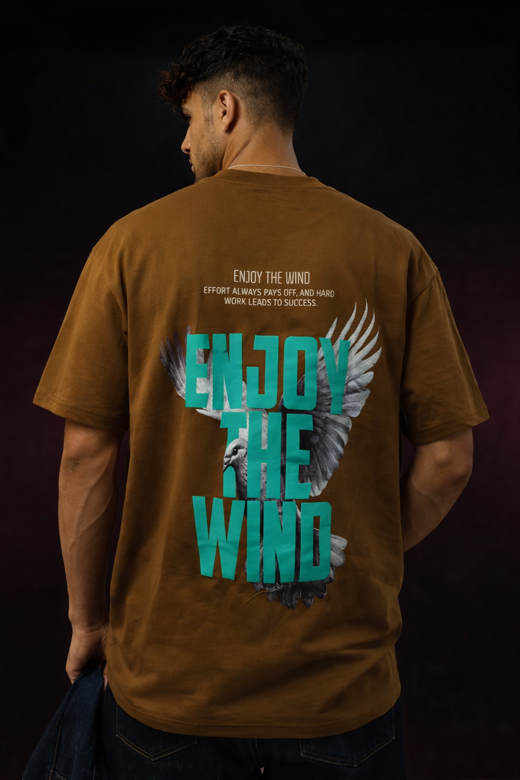 Oversized Brown Puff Print T-Shirt - Image 2