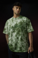 Green Tie-Dye Oversized “Los Angeles” Streetwear T-Shirt